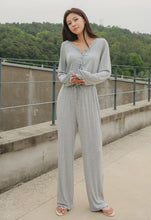 將圖片載入圖庫檢視器 CONCHWEAR 甜美短版鈕扣罩衫寬褲套裝 2色
