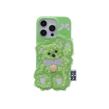 將圖片載入圖庫檢視器 SECOND UNIQUE NAME 甜瓜綠小熊絨毛手機殼