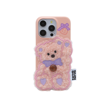 將圖片載入圖庫檢視器 SECOND UNIQUE NAME 蜜桃粉小熊絨毛手機