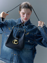 將圖片載入圖庫檢視器 LOEKA Gota M 都會知性黑色馬鞍肩背包