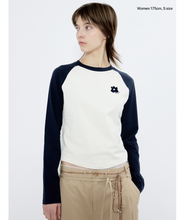 將圖片載入圖庫檢視器 FALLETT Flower Logo 深藍色牛角袖T 恤