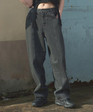 將圖片載入圖庫檢視器 FALLETT Pigment Curved 黑色壓線長褲