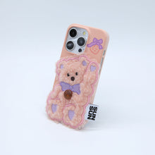 將圖片載入圖庫檢視器 SECOND UNIQUE NAME 蜜桃粉小熊絨毛手機