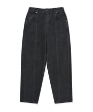 將圖片載入圖庫檢視器 FALLETT Pigment Curved 黑色壓線長褲