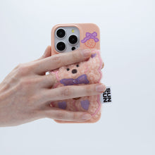 將圖片載入圖庫檢視器 SECOND UNIQUE NAME 蜜桃粉小熊絨毛手機