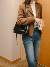 將圖片載入圖庫檢視器 MARHEN.J Elly 黑色純素皮革肩背包