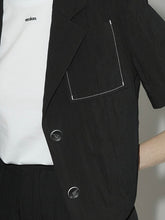 將圖片載入圖庫檢視器 EMKM 縫線口袋黑色短袖夾克