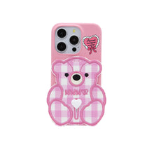 將圖片載入圖庫檢視器 SECOND UNIQUE NAME 粉色格紋小熊手機殼