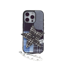 將圖片載入圖庫檢視器 SECOND UNIQUE NAME 格紋拼接黑色星星手機殼