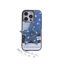 將圖片載入圖庫檢視器 SECOND UNIQUE NAME 格紋拼接藍色星星手機殼