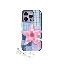 將圖片載入圖庫檢視器 SECOND UNIQUE NAME 格紋拼接粉色星星手機殼