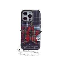 將圖片載入圖庫檢視器 SECOND UNIQUE NAME 格紋拼接紅色星星手機殼