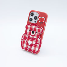 將圖片載入圖庫檢視器 SECOND UNIQUE NAME 紅色格紋小熊手機殼