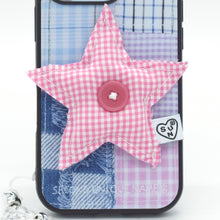 將圖片載入圖庫檢視器 SECOND UNIQUE NAME 格紋拼接粉色星星手機殼