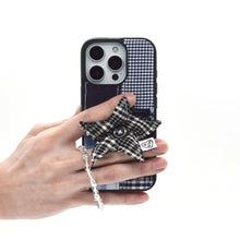 將圖片載入圖庫檢視器 SECOND UNIQUE NAME 格紋拼接黑色星星手機殼