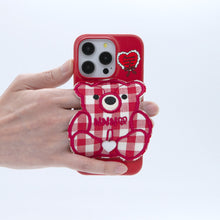 將圖片載入圖庫檢視器 SECOND UNIQUE NAME 紅色格紋小熊手機殼