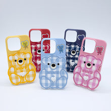 將圖片載入圖庫檢視器 SECOND UNIQUE NAME 天藍色格紋小熊手機殼
