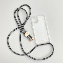 將圖片載入圖庫檢視器 ARNO 可拆式 編繩背帶透明手機殼_黑白