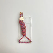 將圖片載入圖庫檢視器 ARNO 可拆式 編繩背帶透明手機殼_彩虹紅色