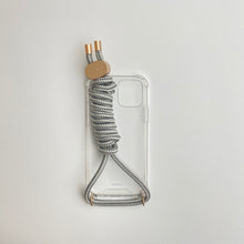 將圖片載入圖庫檢視器 ARNO 可拆式 編繩背帶透明手機殼_大理石銀