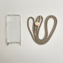 將圖片載入圖庫檢視器 ARNO 可拆式 編繩背帶透明手機殼_麥片奶油