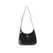 將圖片載入圖庫檢視器 LOEKA Diane 黑色兩用拼接Hobo Bag