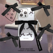 將圖片載入圖庫檢視器 SECOND UNIQUE NAME 透明芭蕾風蝴蝶結黑色手機殼