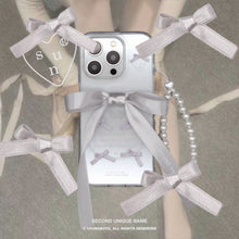 將圖片載入圖庫檢視器 SECOND UNIQUE NAME 透明芭蕾風蝴蝶結銀色手機殼