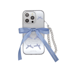 將圖片載入圖庫檢視器 SECOND UNIQUE NAME 透明芭蕾風蝴蝶結藍色手機殼