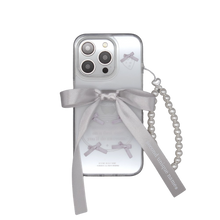 將圖片載入圖庫檢視器 SECOND UNIQUE NAME 透明芭蕾風蝴蝶結銀色手機殼