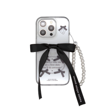將圖片載入圖庫檢視器 SECOND UNIQUE NAME 透明芭蕾風蝴蝶結黑色手機殼