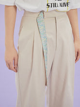 將圖片載入圖庫檢視器 CCOMAQUE 韓式長帶裝飾休閒米色寬褲