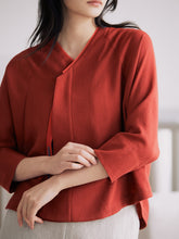 將圖片載入圖庫檢視器 DOLSILNAI 刺繡七分袖紅色罩衫