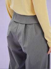 將圖片載入圖庫檢視器 CCOMAQUE 韓式長帶休閒打摺灰色寬褲
