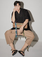 將圖片載入圖庫檢視器 CCOMAQUE 韓式長帶裝飾V領黑色上衣