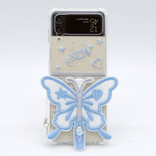 將圖片載入圖庫檢視器 SECOND UNIQUE NAME 透明蝴蝶藍色手機殼 (Z FLIP)