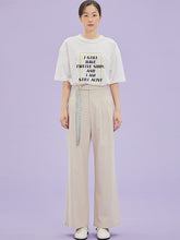 將圖片載入圖庫檢視器 CCOMAQUE 韓式長帶裝飾休閒米色寬褲