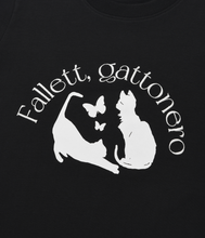 將圖片載入圖庫檢視器 FALLETT Nero Fly 貓貓蝴蝶黑色短袖上衣
