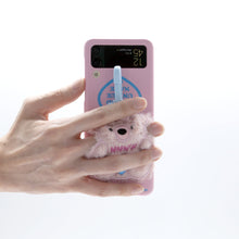 將圖片載入圖庫檢視器 SECOND UNIQUE NAME 絨毛指套粉紅熊手機殼(Z FLIP)