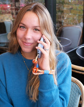 將圖片載入圖庫檢視器 MCRN 手機夾片+手腕掛繩藍點橘 組合