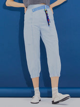 將圖片載入圖庫檢視器 CCOMAQUE 腰部綴飾縮口藍色七分褲