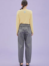 將圖片載入圖庫檢視器 CCOMAQUE 韓式長帶休閒打摺灰色寬褲