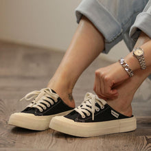 將圖片載入圖庫檢視器 BOX&COX 黑色厚底帆布穆勒鞋