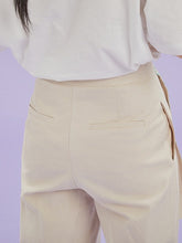 將圖片載入圖庫檢視器 CCOMAQUE 韓式長帶裝飾休閒米色寬褲