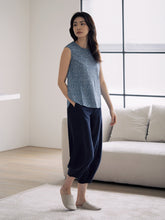 將圖片載入圖庫檢視器 DOLSILNAI 碎花印染無袖藍色上衣