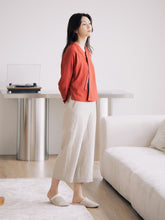 將圖片載入圖庫檢視器 DOLSILNAI 刺繡七分袖紅色罩衫