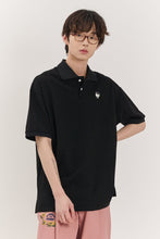 將圖片載入圖庫檢視器 BEYOND CLOSET 經典刺繡黑色純棉短袖POLO衫