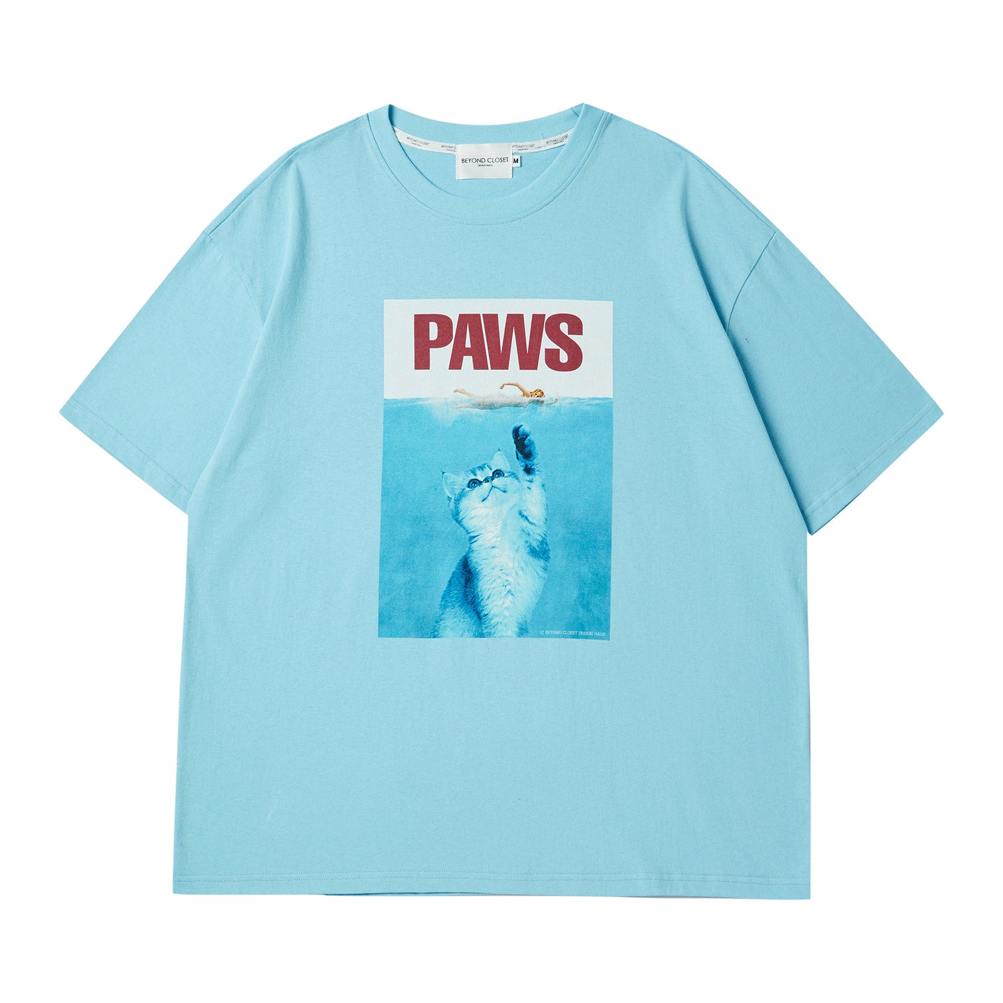 BEYOND CLOSET Paws 伸出貓爪天空藍短袖T恤