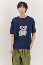 將圖片載入圖庫檢視器 BEYOND CLOSET 搖滾狗狗印花深藍色短袖T恤