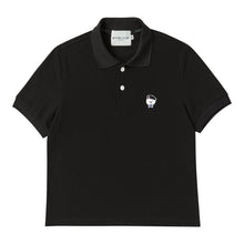 將圖片載入圖庫檢視器 BEYOND CLOSET 經典刺繡黑色純棉短版POLO衫